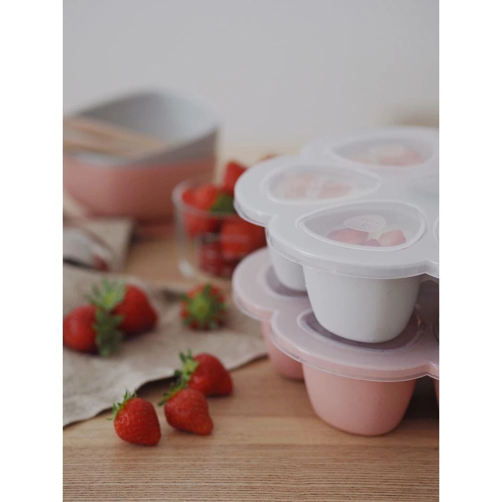 BEABA SILIKONINIS KŪDIKIO MAISTO KONTEINERIS MULTIPORTIONS, (6x90 ML), LIGHT MIST
