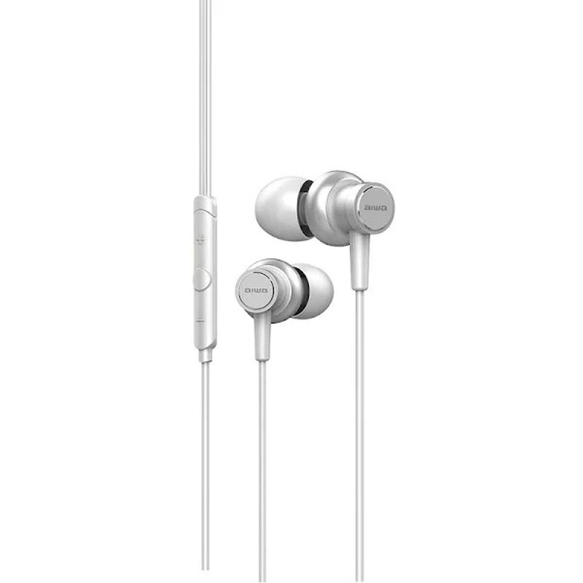 AWA Aiwa ESTM-500WT Ausinės be mikrofono ir ausinės su mikrofonu Laisvų rankų įranga Vielinis Įkišamos į ausį Skambučiai / muzika Balta