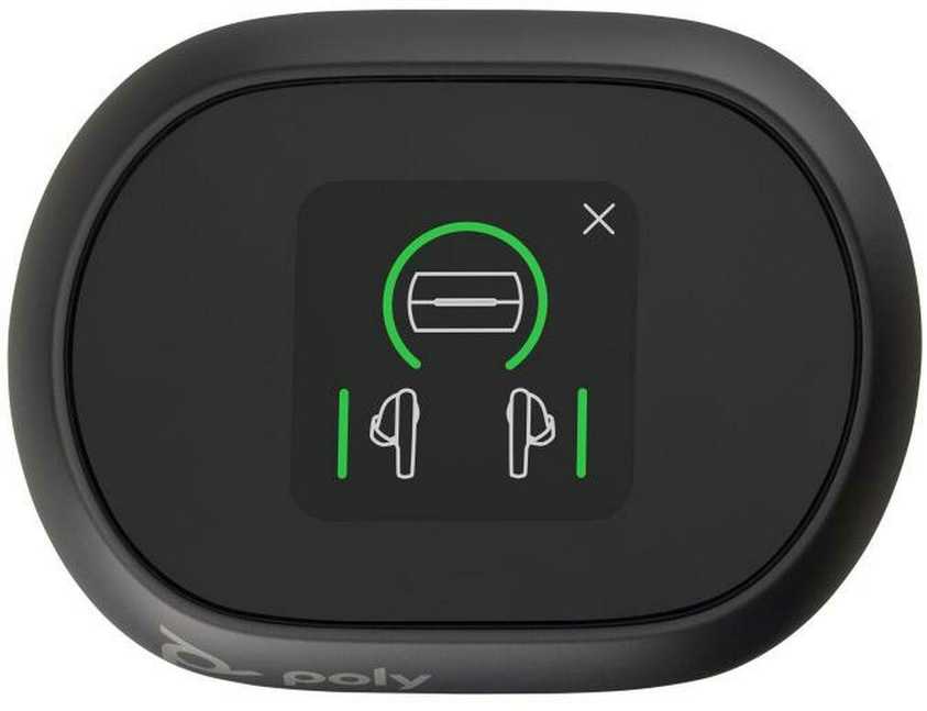 Ausinės „Plantronics“ POLY VOYAGER FREE 60+ UC SU LIETIKMUMO EKRANO ĮKROVIMO DĖKLĖS KOMANDOS USB-C BT700C Juodas