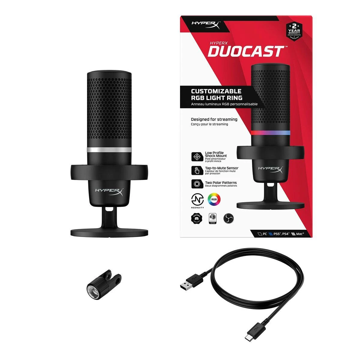 HyperX DuoCast USB mikrofonas, juodas