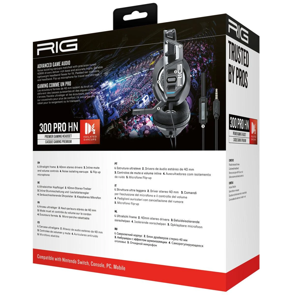 Nacon RIG 300 Pro HN laidinės žaidimų ausinės (juodos) | XBOX/PS4/PS5/Nintendo Switch