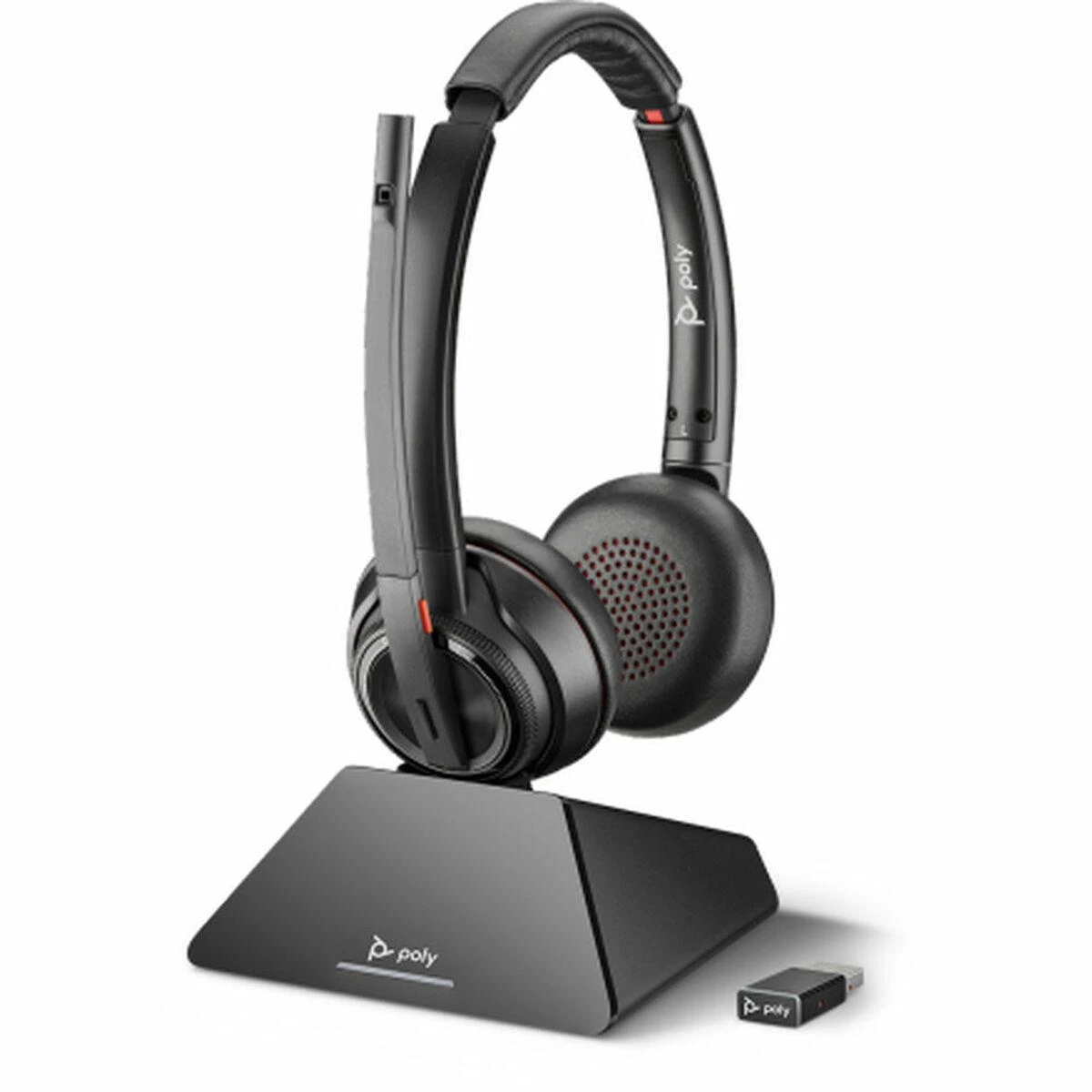 Poly Plantronics Savi 8220 UC-M ausinės, stereo, belaidė, DECT, įskaitant USB raktą, optimizuotas vieningas ryšys