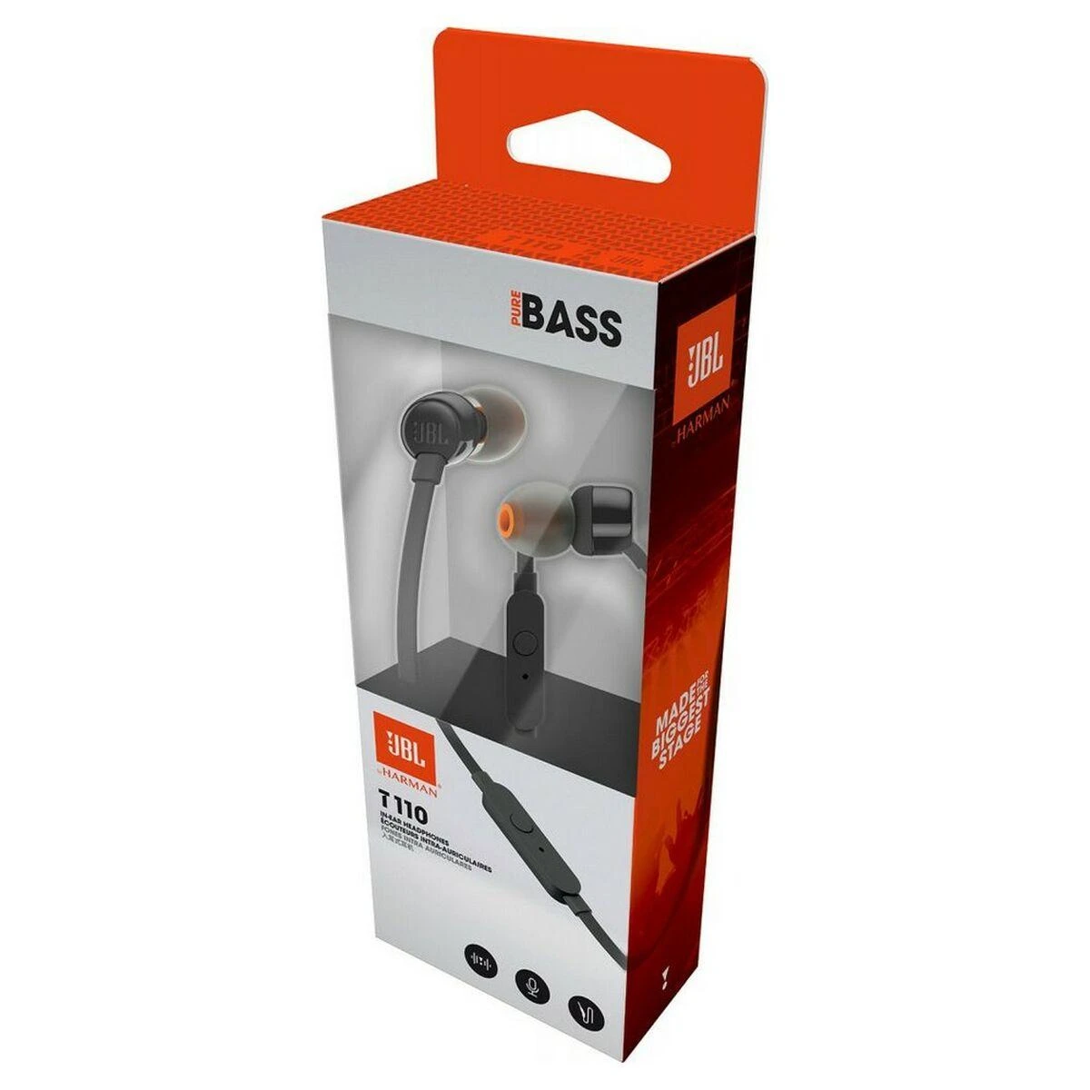 Ausinės JBL T110BLK, laidinės, Juodos