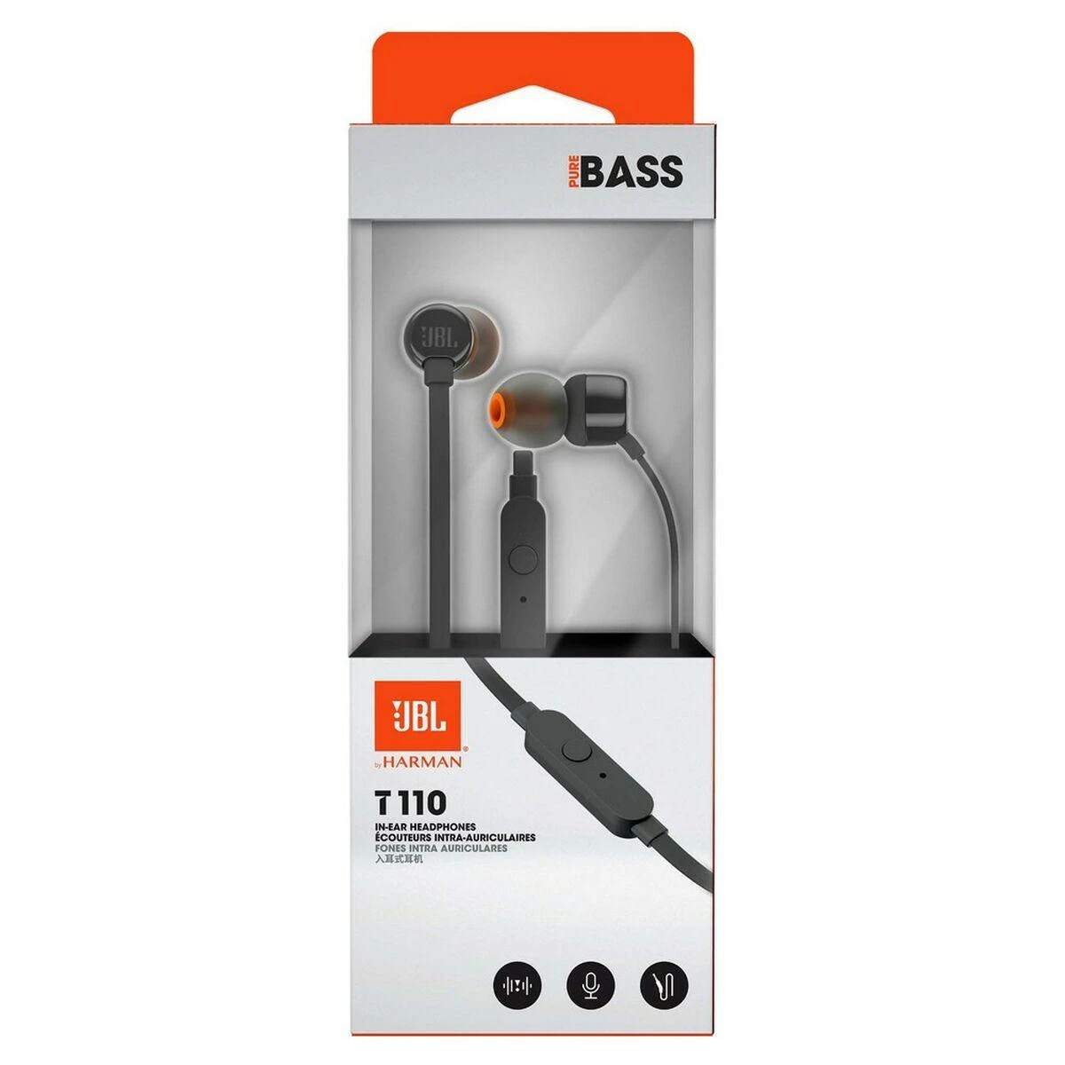 Ausinės JBL T110BLK, laidinės, Juodos