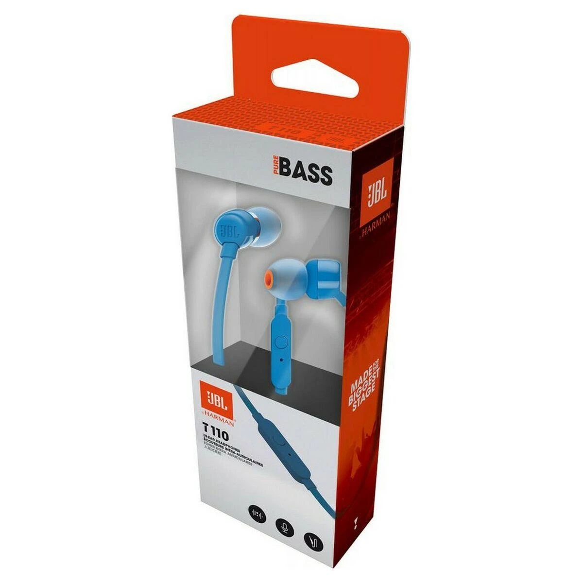 Ausinės JBL TUNE T110 Pure Bass Sound mėlynos