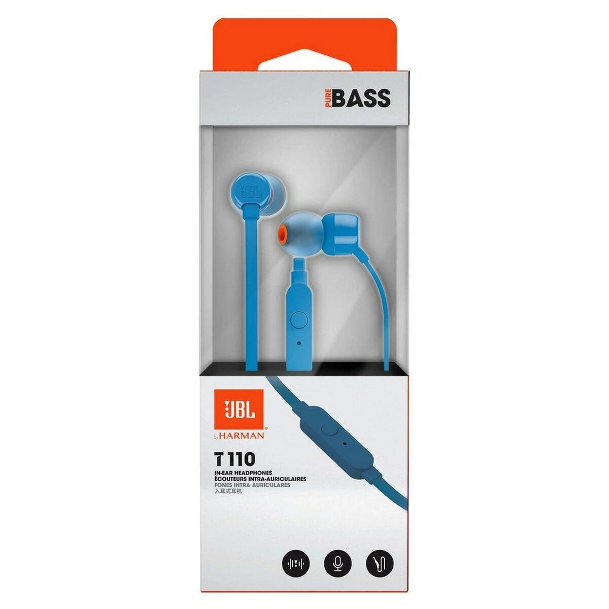Ausinės JBL TUNE T110 Pure Bass Sound mėlynos
