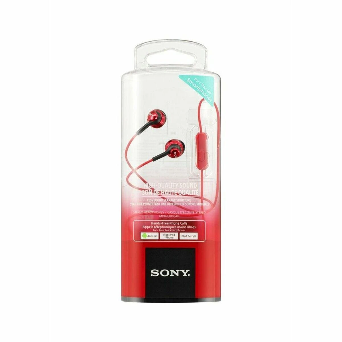 Į ausis įdedamos ausinės Sony MDR-EX110AP su mikrofonu, Raudonos