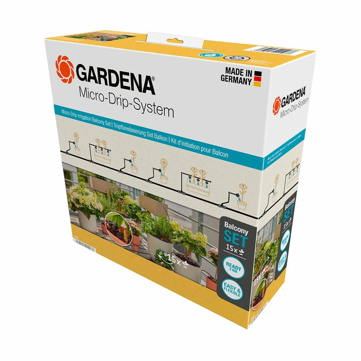 Gardena Lašelinio drėkinimo rinkinys balkonams (15 augalų)