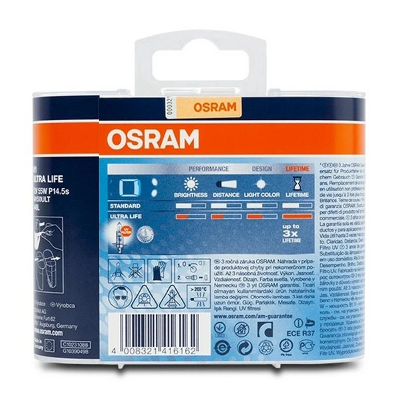 Osram lemputės ULTRA LIFE, H1, 55W, DUO 64150ULT-HCB