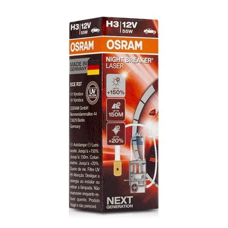 Osram lemputės Night Breaker lazerinis,+150%, H3, 55W, 1vnt. 64151NL