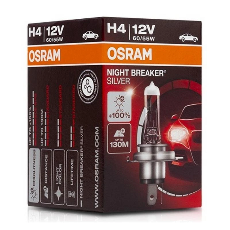Osram H4 Night Breaker Silver lemputė pakuotėje