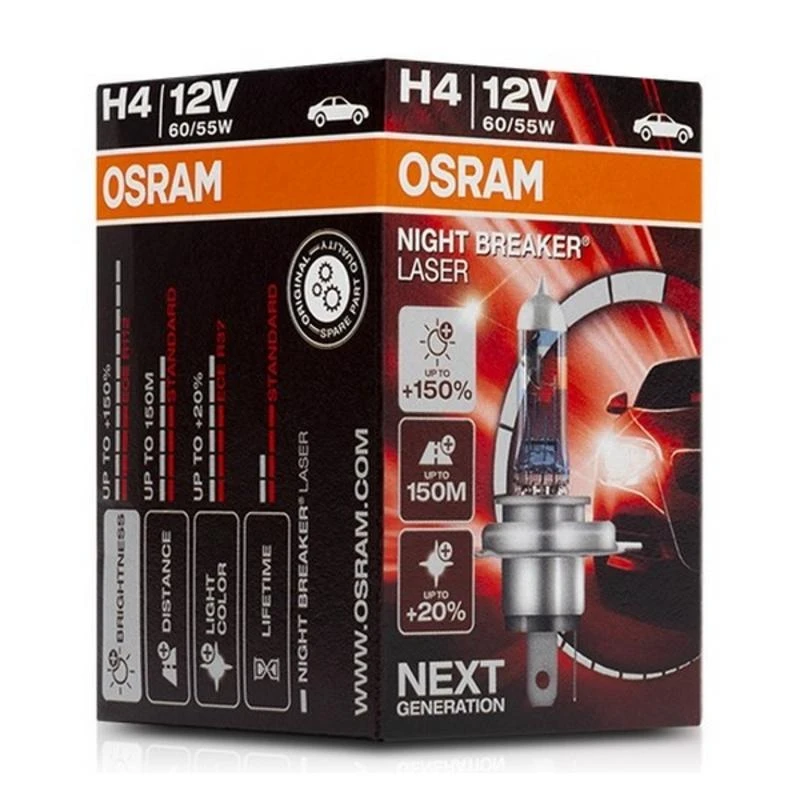 Osram lemputės Night Breaker lazerinis,+150%, H4, 60/55W,1vnt.64193NL