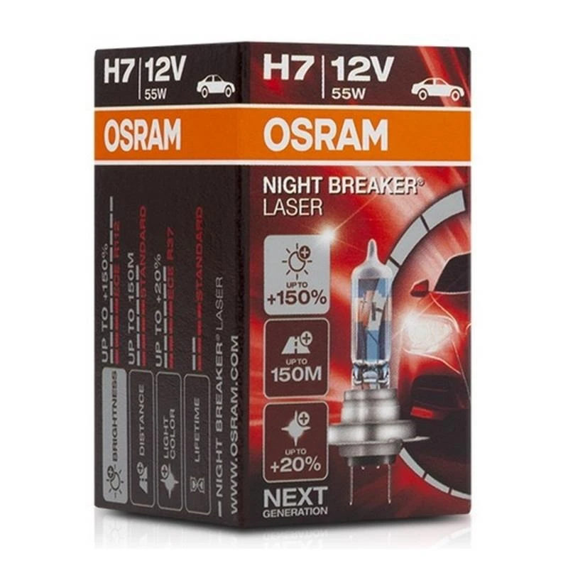 Osram lemputės Night Breaker lazerinis,+150%, H7, 55W, 1vnt 64210NL