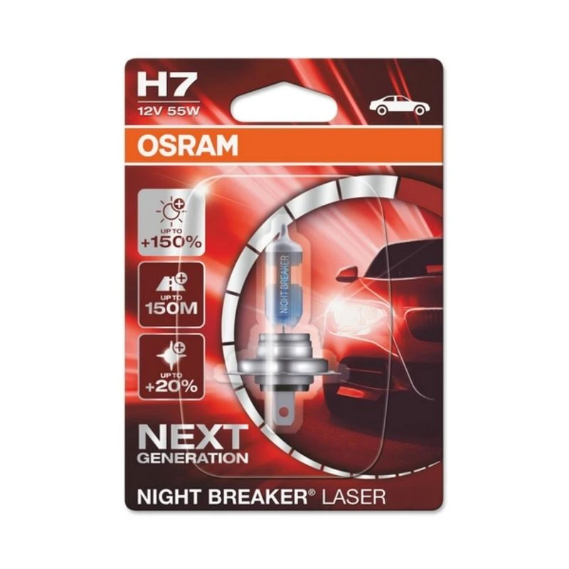 Osram lemputės Night Breaker lazerinis,+150%, H7, 55W, 1vnt 64210NL