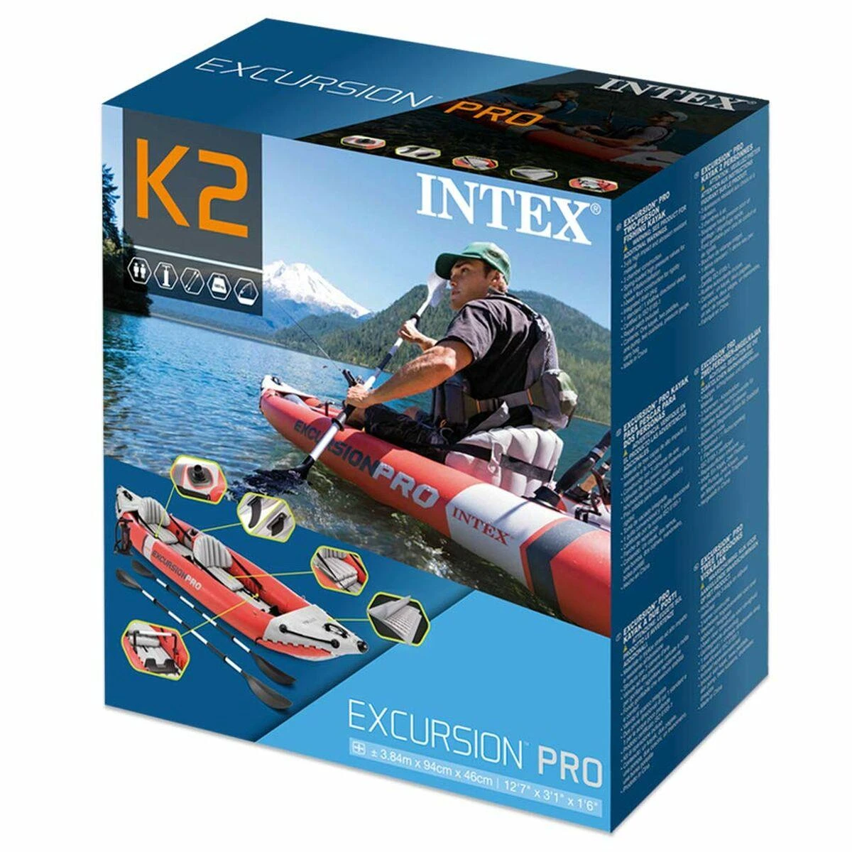 Pripučiama Baidarė (dvivietė) INTEX Excursion Pro K2, Kayak 384x94x46cm
