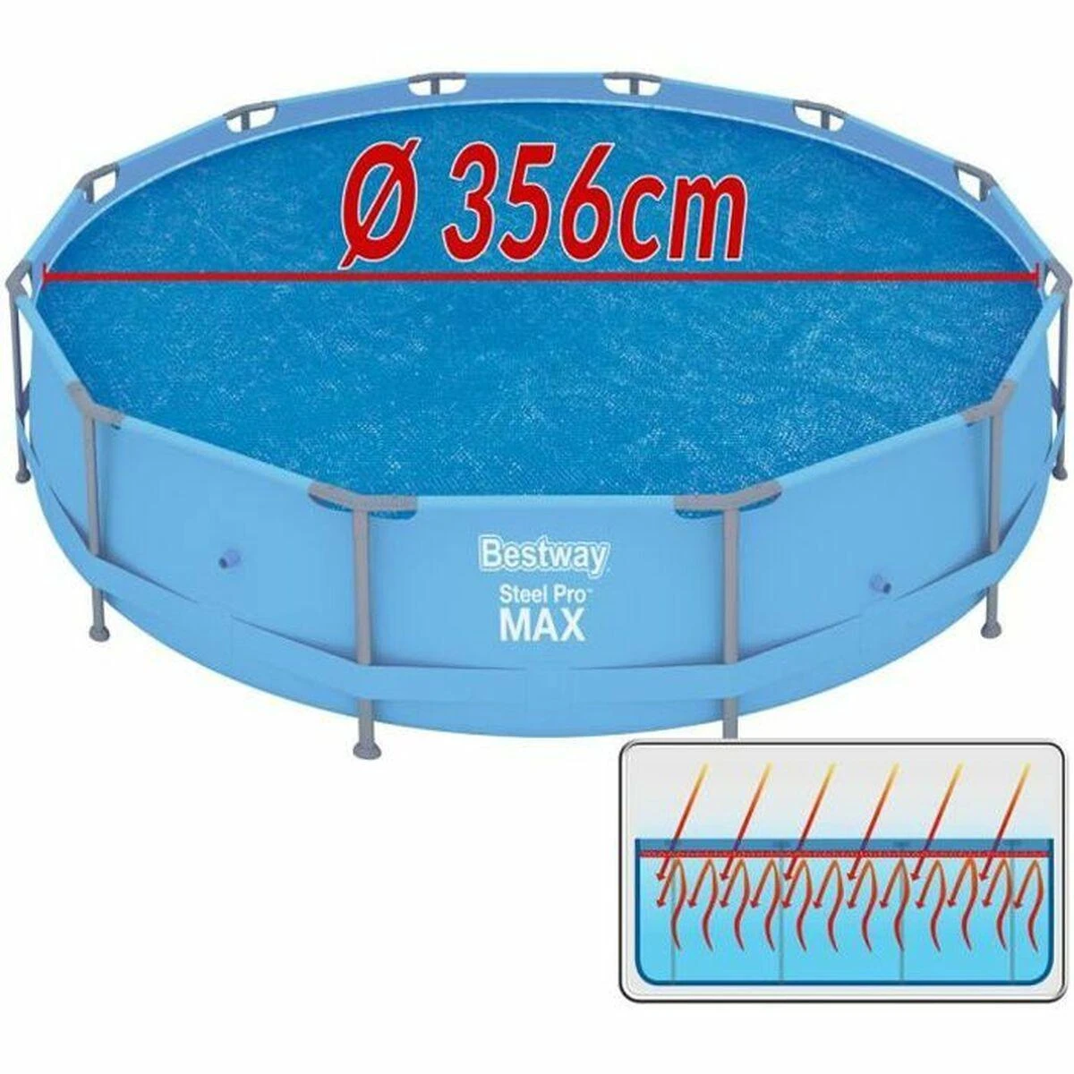 Bestway Šilumą sulaikantis baseino uždangalas Flowclear, 356cm
