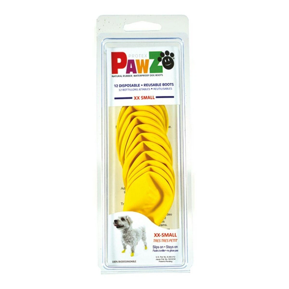 PawZ - guminiai šunų batai - XXS - geltoni - 12 vnt.