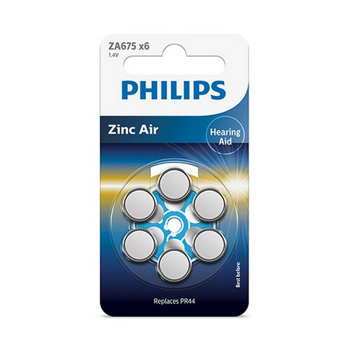 Philips PR44 cinko oro baterijos, 6 vnt. pakuotė