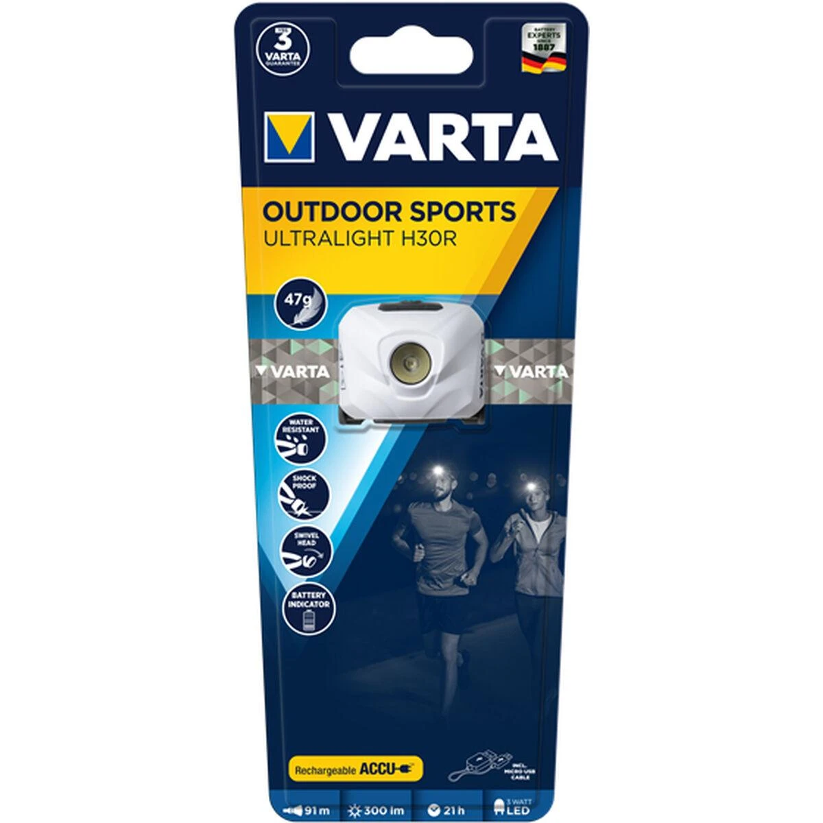 Varta ULTRALIGHT H30R Ant galvos tvirtinamas žibintuvėlis Balta LED
