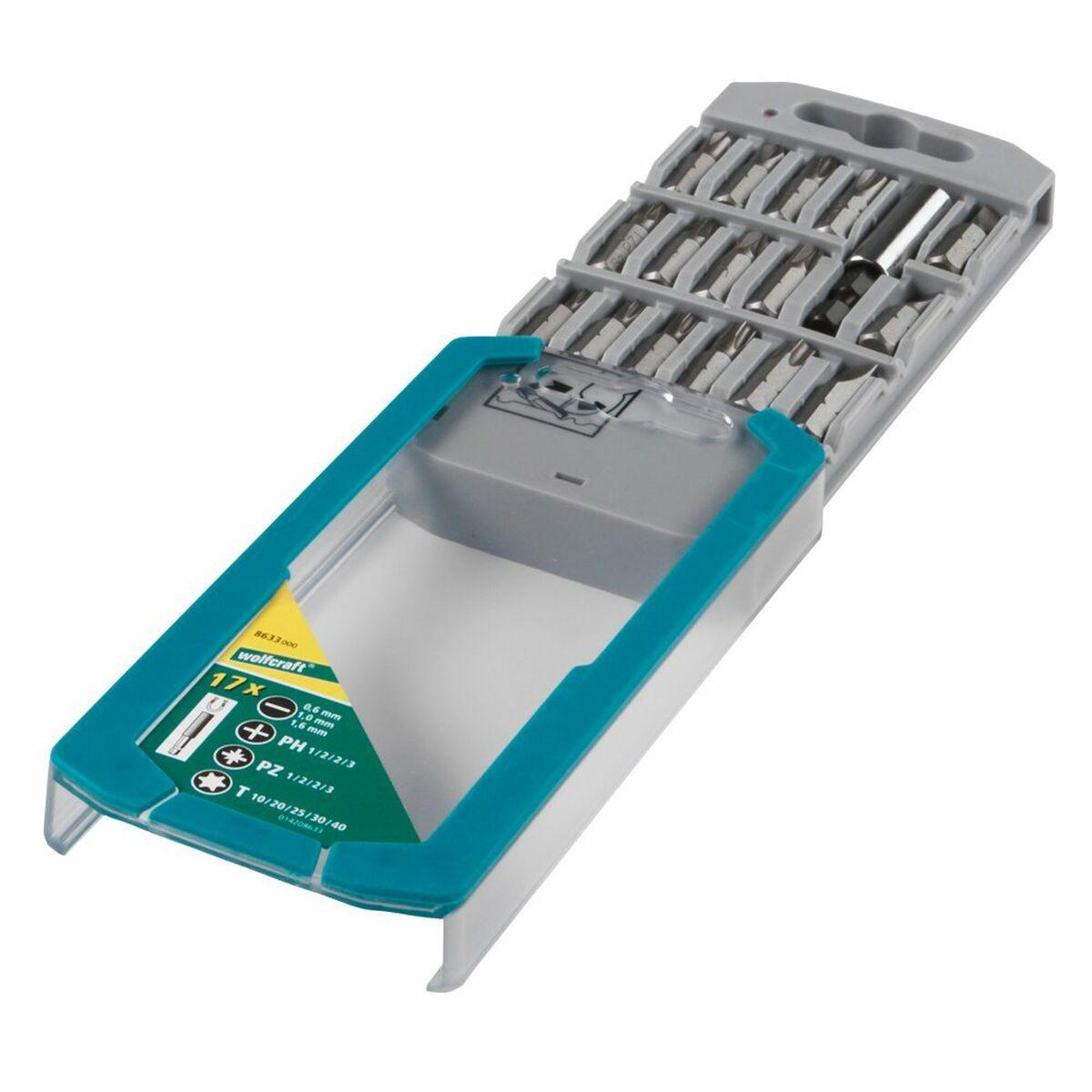 Grąžtas Sukimo antgalių komplektas Wolfcraft 8633000; 17 vnt.