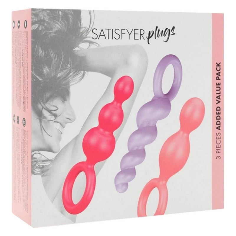 „Satisfyer“ – įvairių spalvų užpakaliukų kamštukai