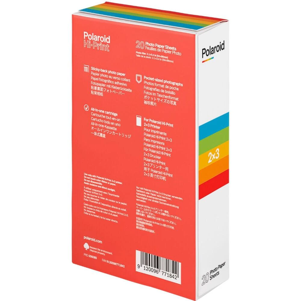 POLAROID HI-PRINT CARTRIDGE 2,1X3,4" 20-PACK STICKY BACK