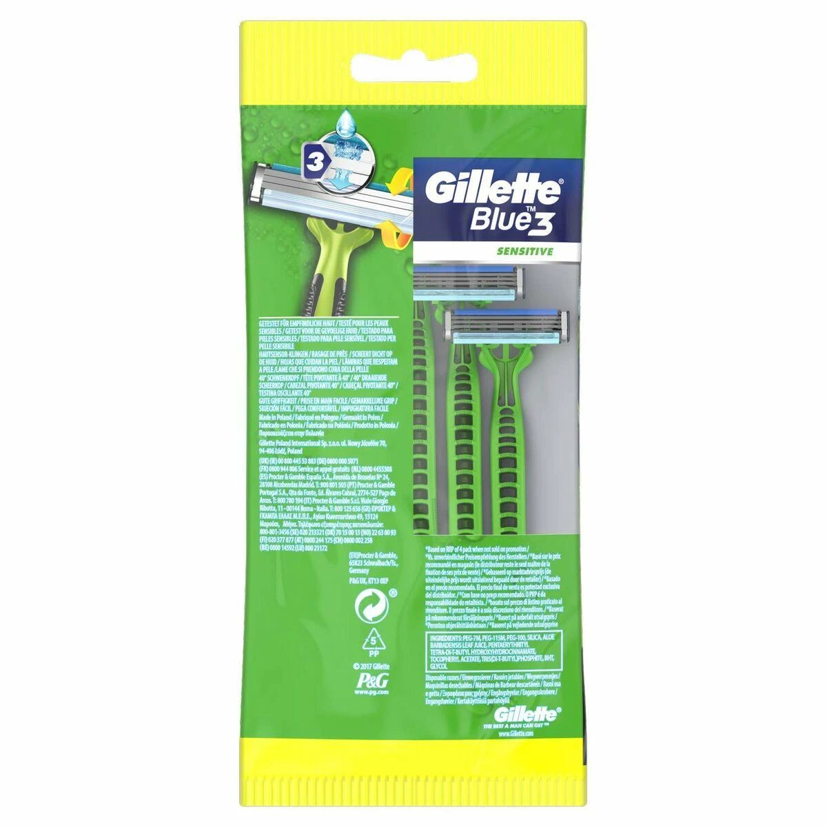 "Gillette Mėlyna 3 Sensitive" vienkartinio skustuvo ašmenys" 5 vnt