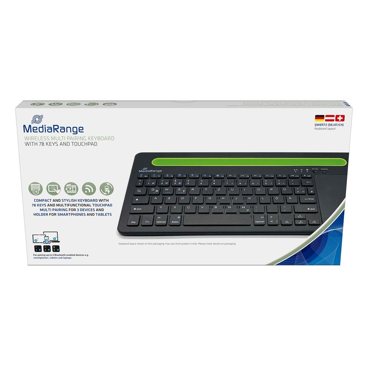 MediaRange Belaidė klaviatūra 78 Tasten Touchpad DE juodas