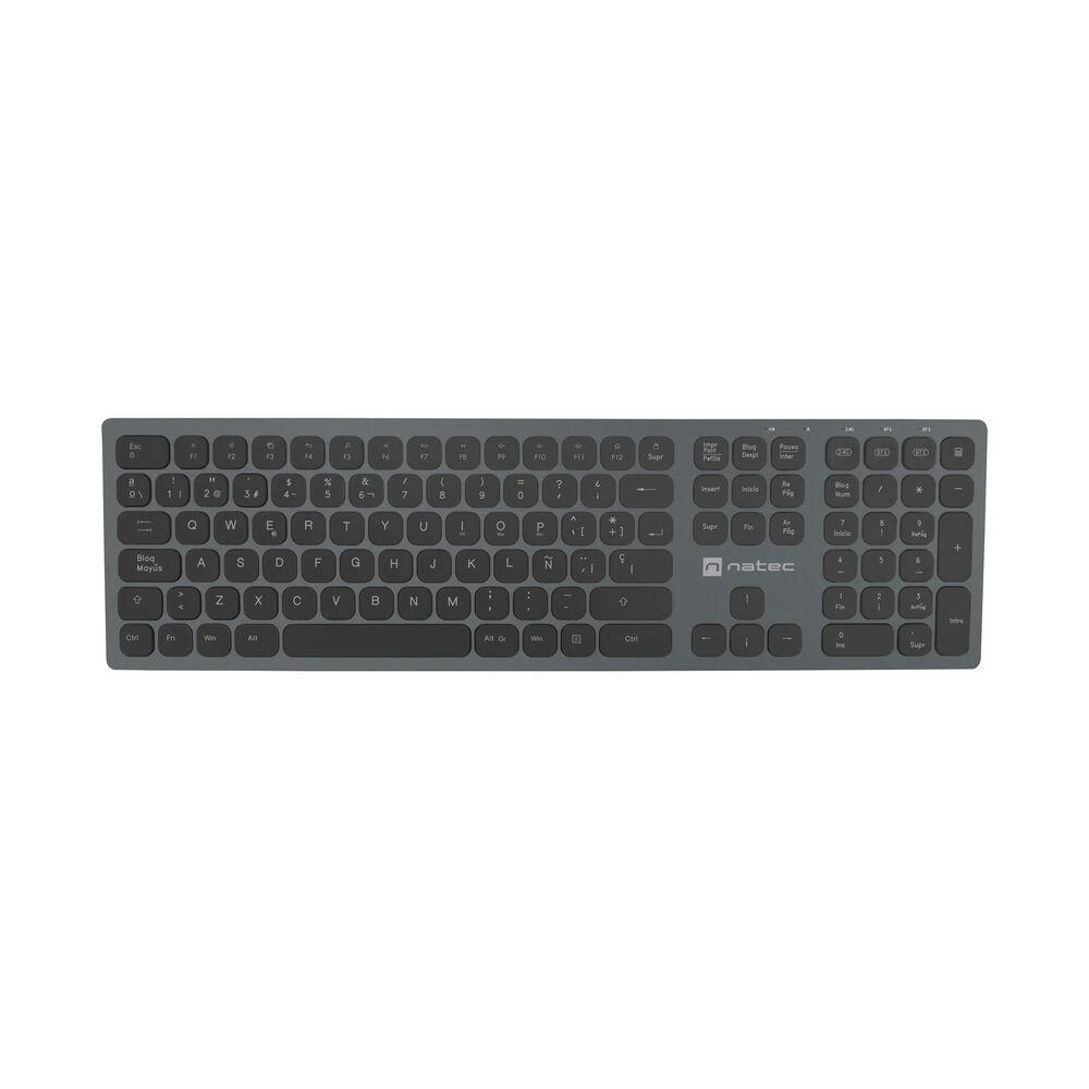 NATEC NKL-1830 klaviatūra Universalus RD belaidis ryšys + „Bluetooth“ QWERTY Ispanas Juoda, Pilka