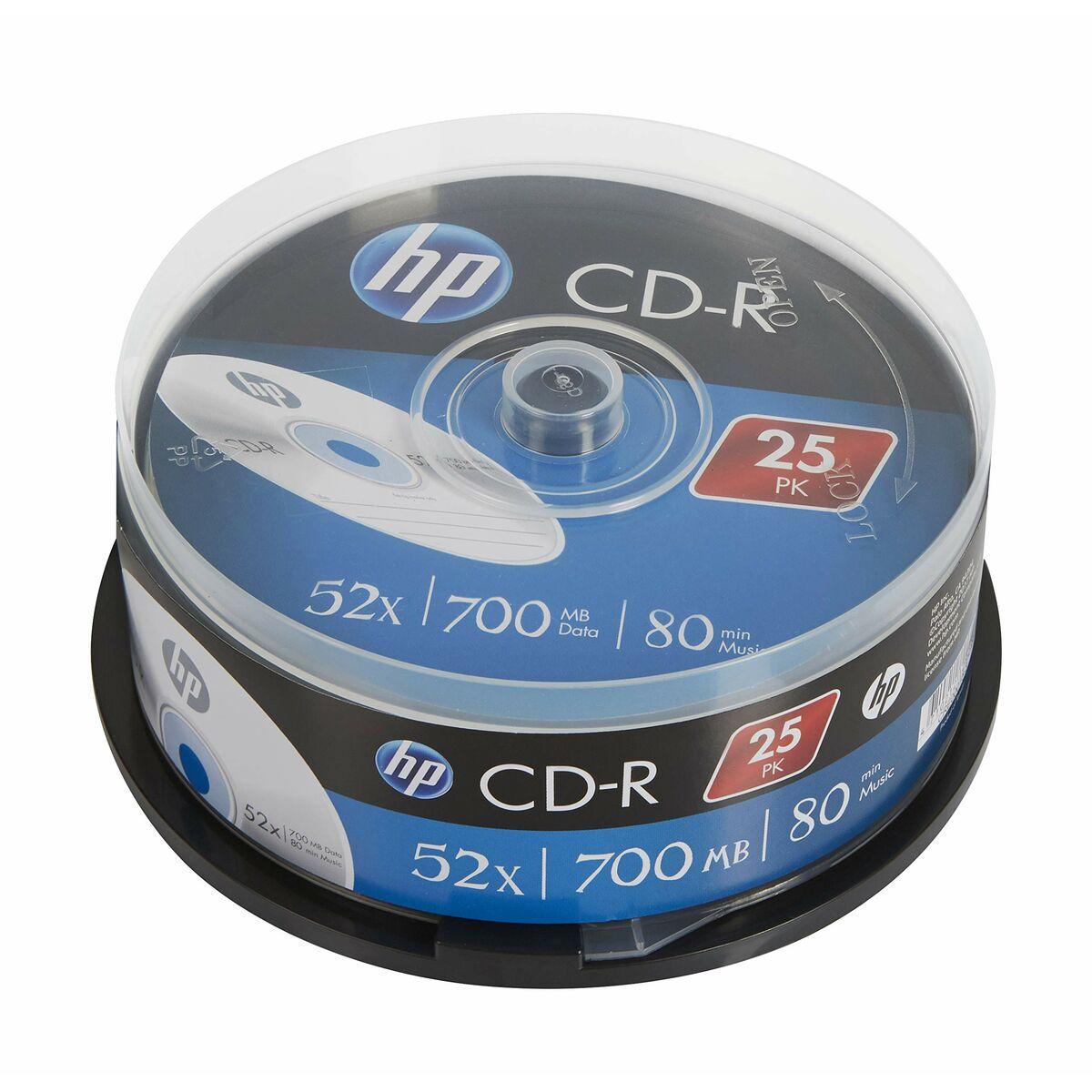 Hewlett Packard (HP) HP CD-R, CRE00015-3, 69311, 25 pak., 700 MB, 52x, 80 min., 12 cm, nespausdinama, torto dėžutė, duomenų archyvavimui