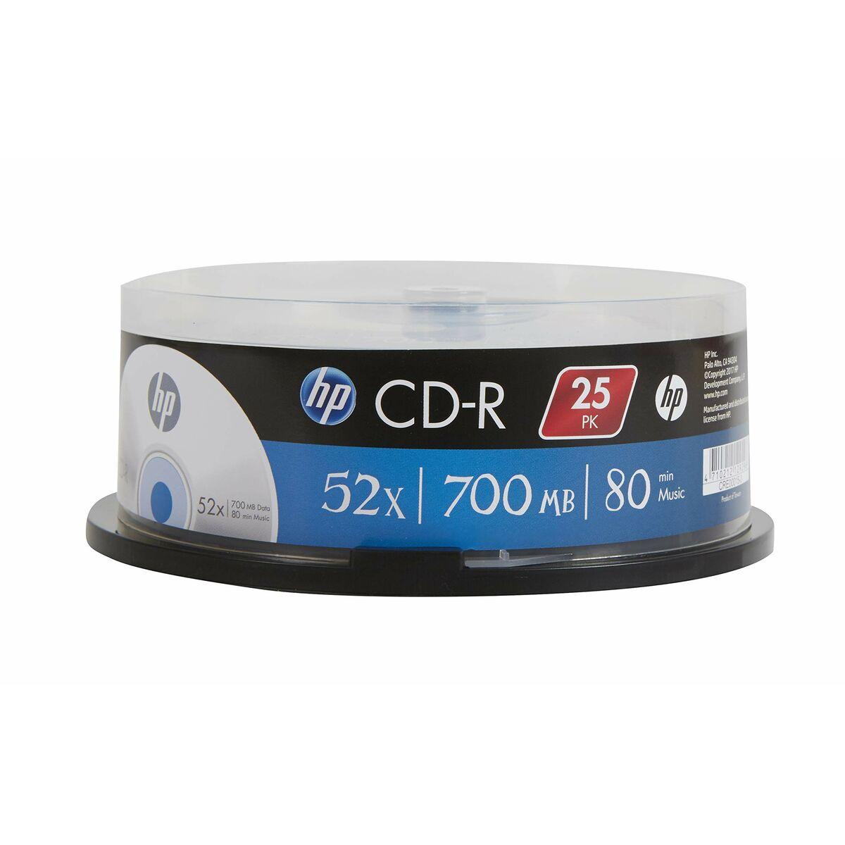 Hewlett Packard (HP) HP CD-R, CRE00015-3, 69311, 25 pak., 700 MB, 52x, 80 min., 12 cm, nespausdinama, torto dėžutė, duomenų archyvavimui