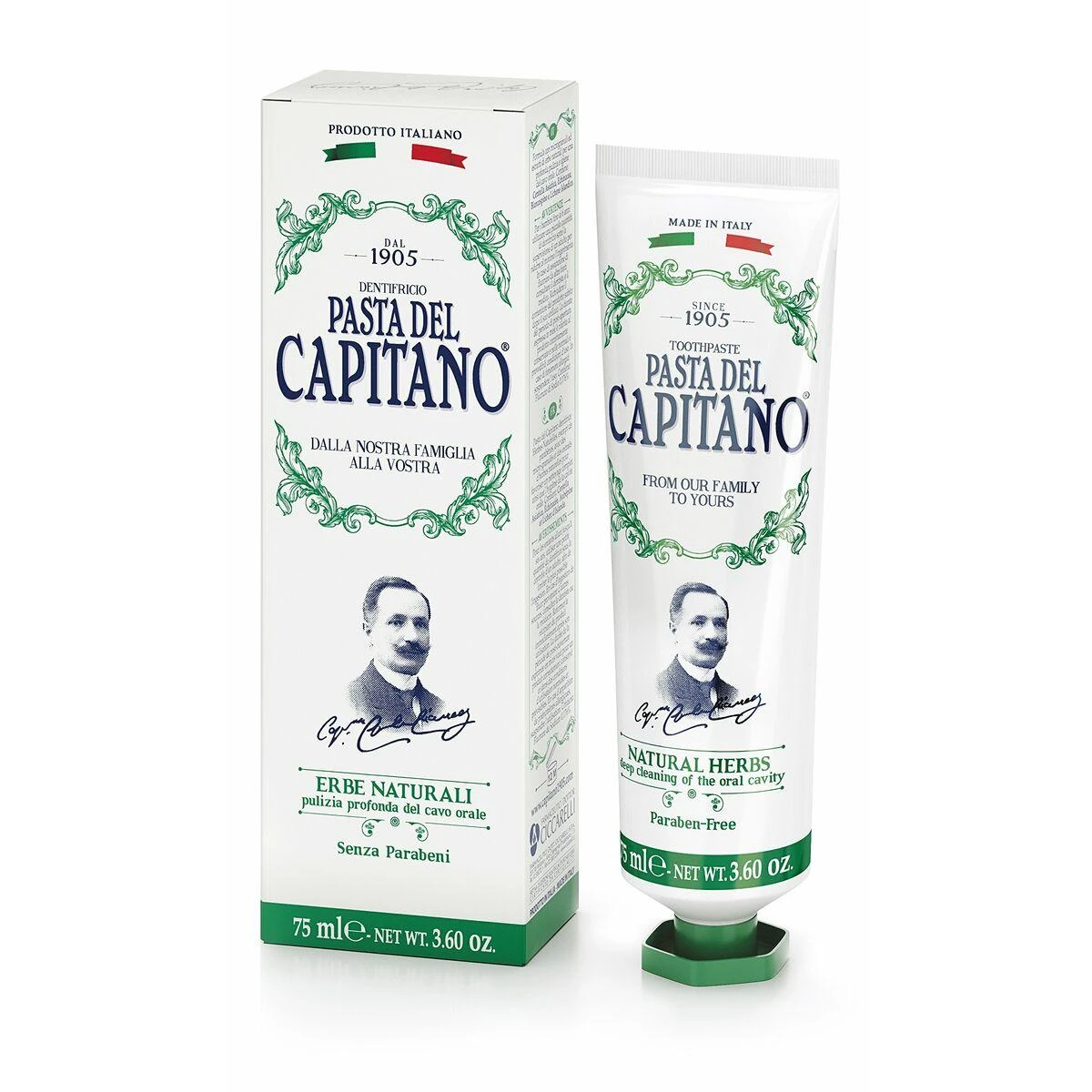 Pasta del Capitano 1905 Pasta del Capitano Natural Herbs dantų pasta su žolelių ekstraktais 75 ml