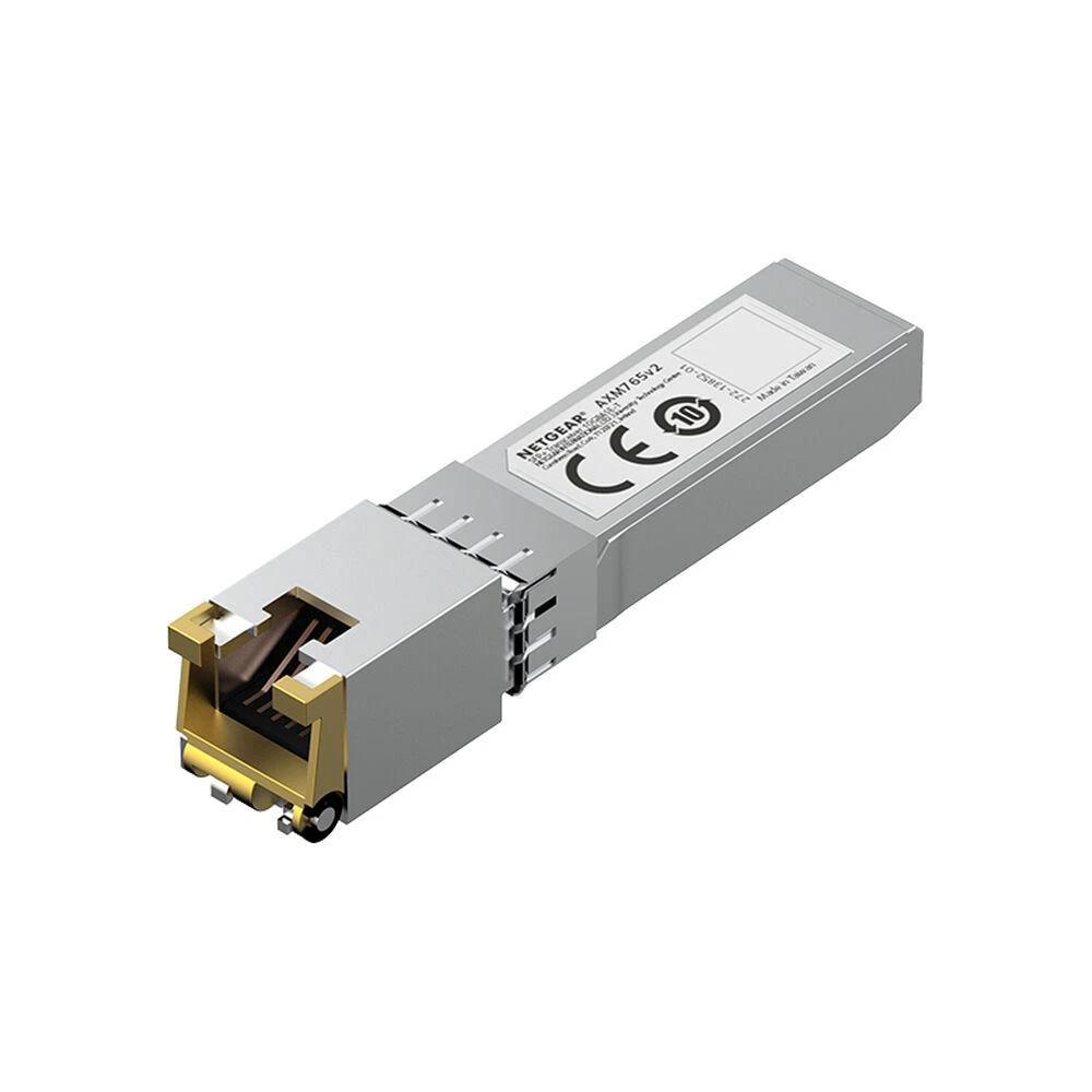 NETGEAR 10GBASE-T SFP+ siųstuvas-imtuvas AXM765v2 suteikia 10G vario ryšį su CAT6a arba CAT7 laidais iki 80 metrų
