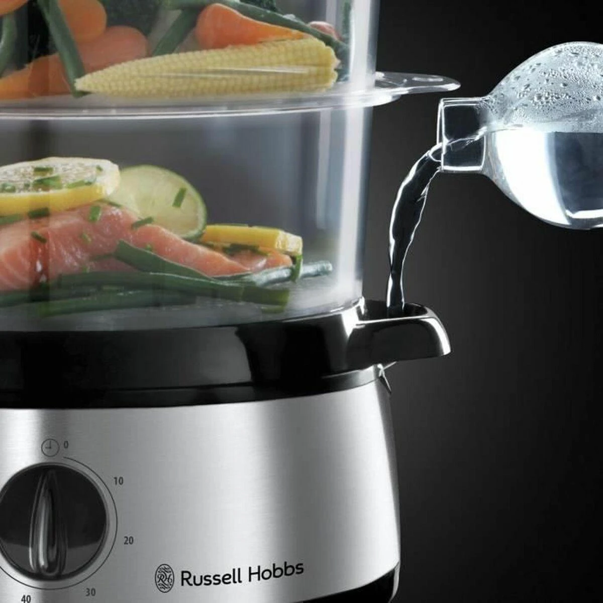Garų puodas RUSSELL HOBBS Cook@Home 19270-56 steam cooker 9 l 800 W Sidabrinis, Juodas