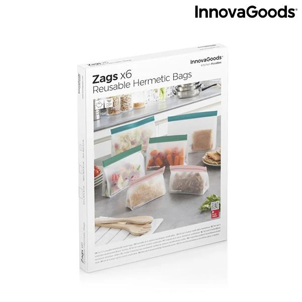 InnovaGoods Rinkinys hermetycznych torebek daugkartinio naudojimo Zags 6 vnt