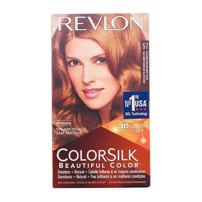 Revlon Colorsilk 57 šviesiai auksinės rudos spalvos pakuotė