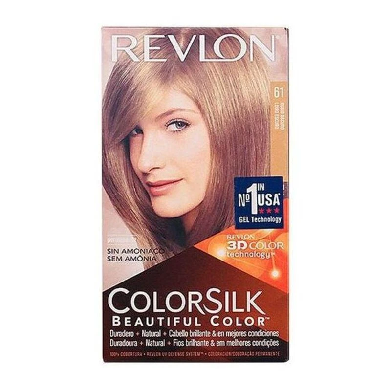 Plaukų dažai "Revlon Colorsilk" be amoniako 61 tamsiai šviesi spalva