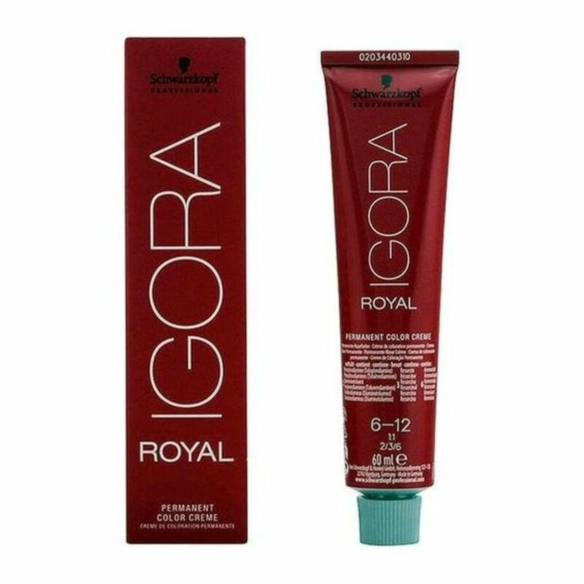 Schwarzkopf Igora Royal 6-12 plaukų dažų tūbelė ir dėžutė