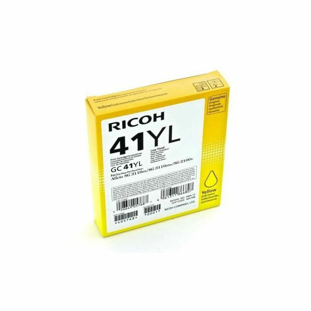 Ricoh GC41 Low (405768), geltona kasetė