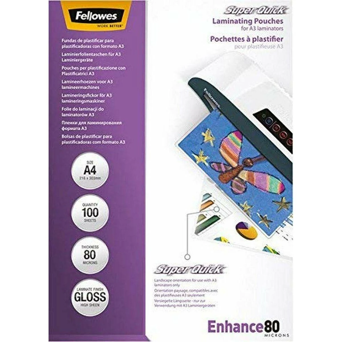 Fellowes SuperQuick A4 80mic 100 vnt.