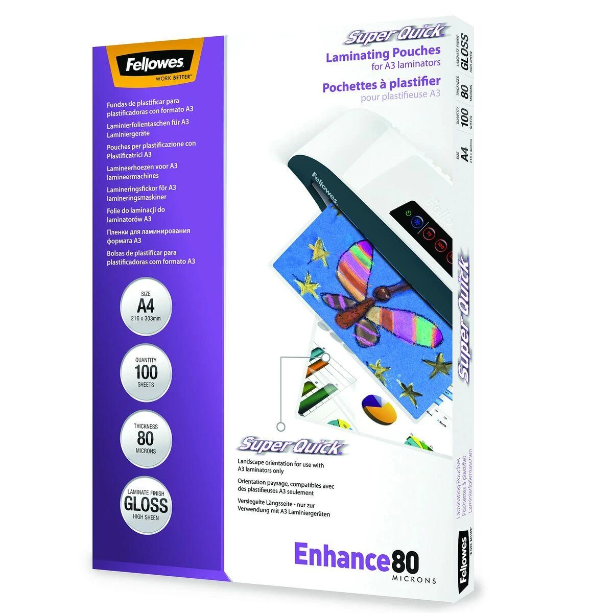 Fellowes SuperQuick A4 80mic 100 vnt.