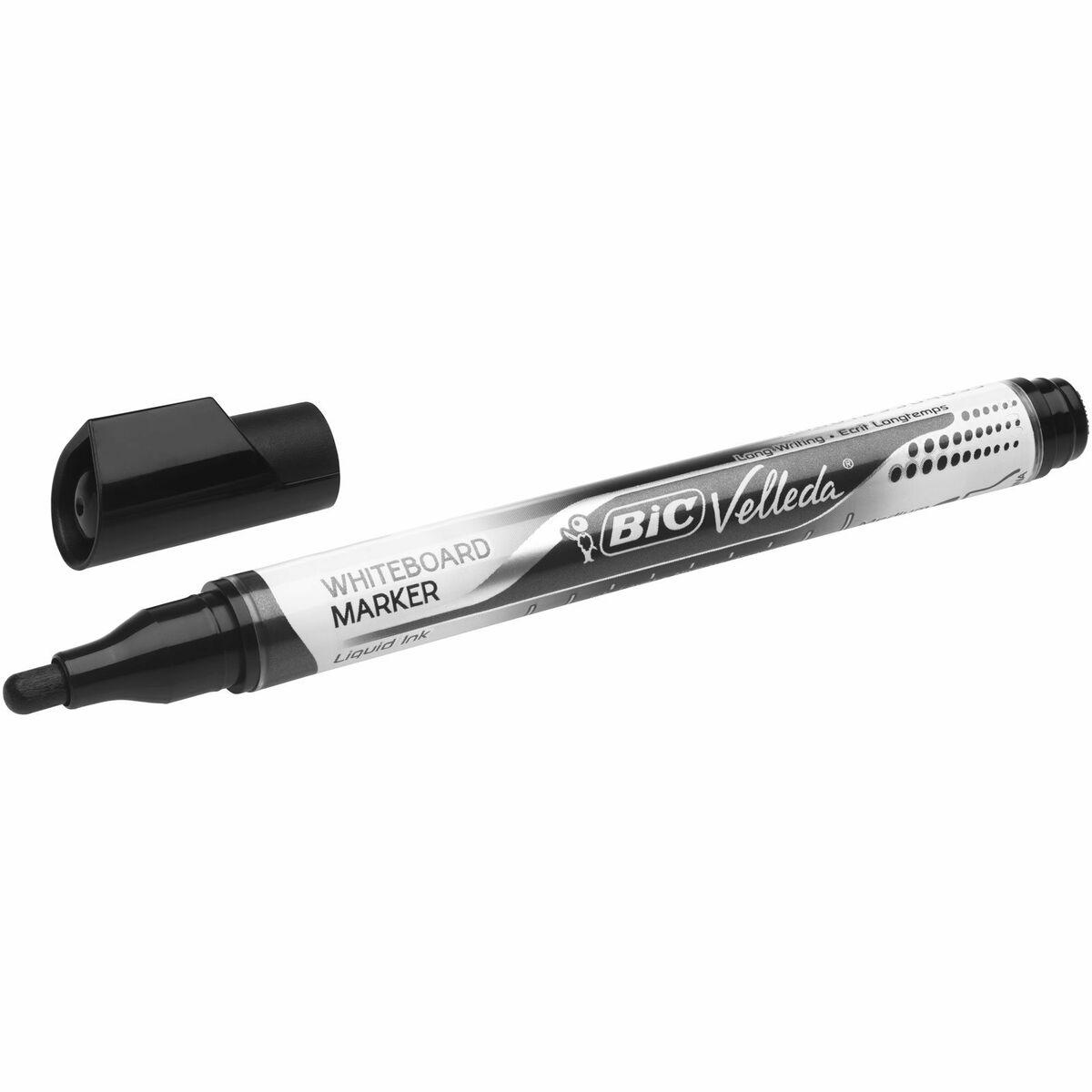 Bic Žymeklis baltai lentai Velleda Liquid Ink 2,2-4,2 mm, juodas, pakuotėje 12 vnt.