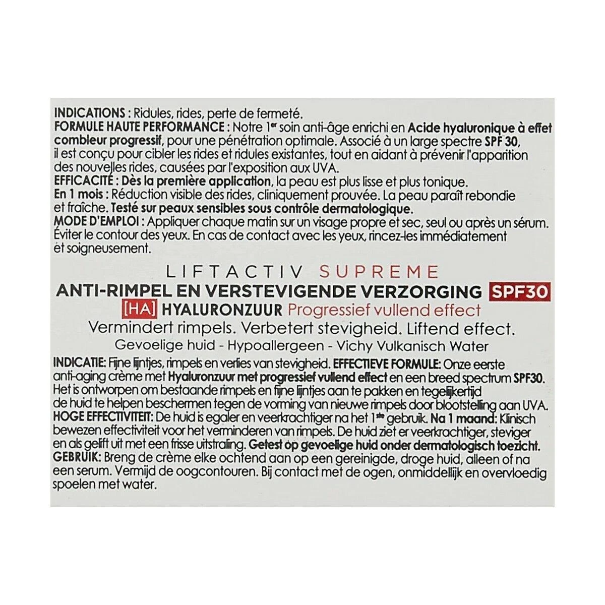 "Vichy Lifactiv Supreme HA Spf30 stangrinamasis veido kremas 50ml