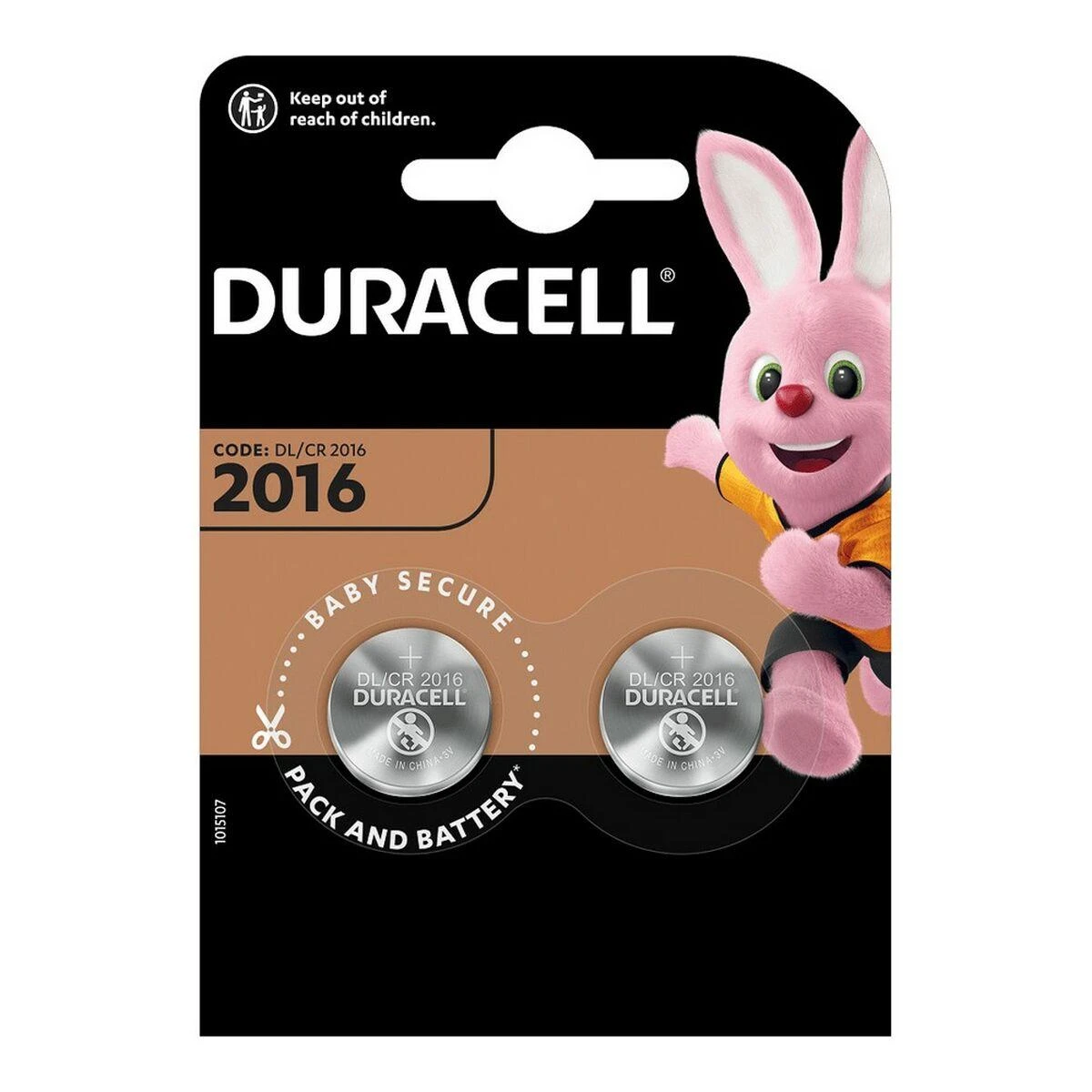 Duracell CR2016 3V baterijos, 2 vnt. pakuotė