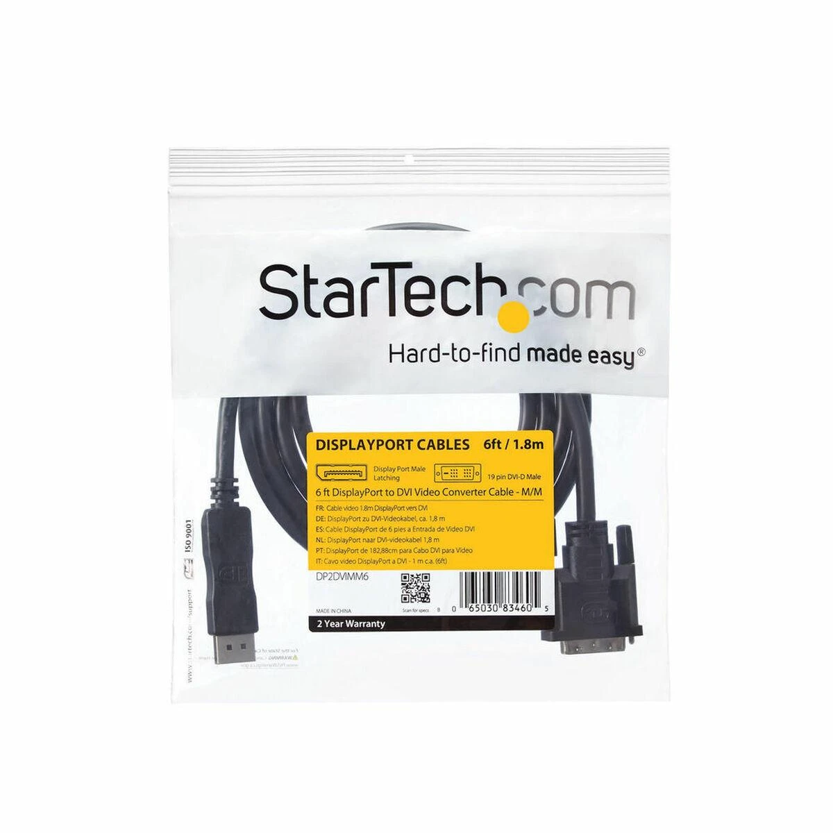 DisplayPort į DVI-D laidas StarTech pakuotėje