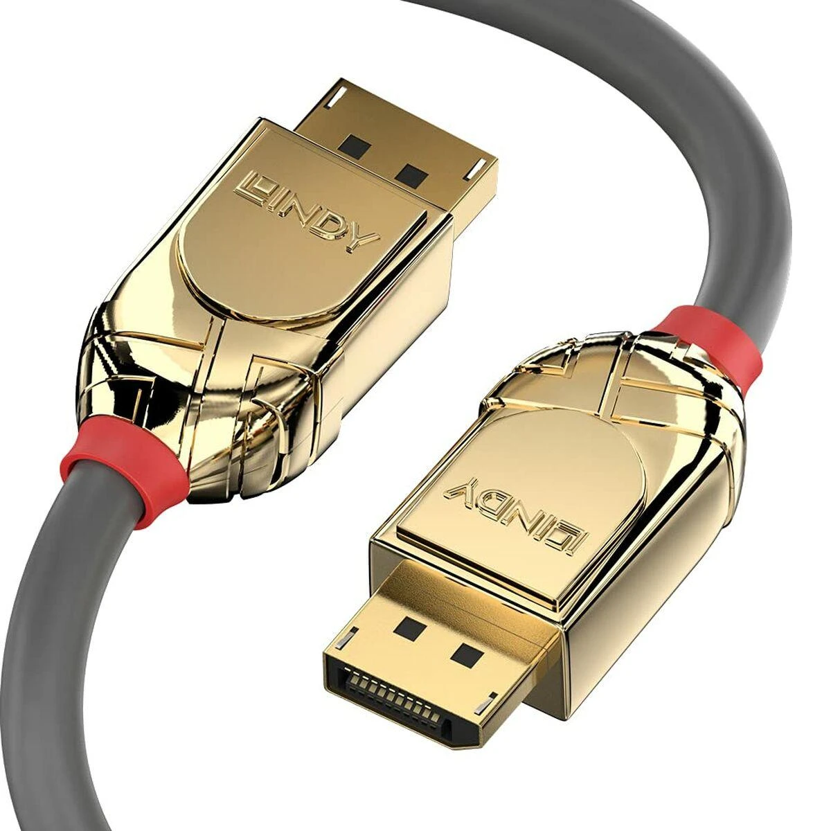 DisplayPort kabelis - LINDY Gold Line DisplayPort 1.4 kabelis, M/M, 2 m, Pilkas