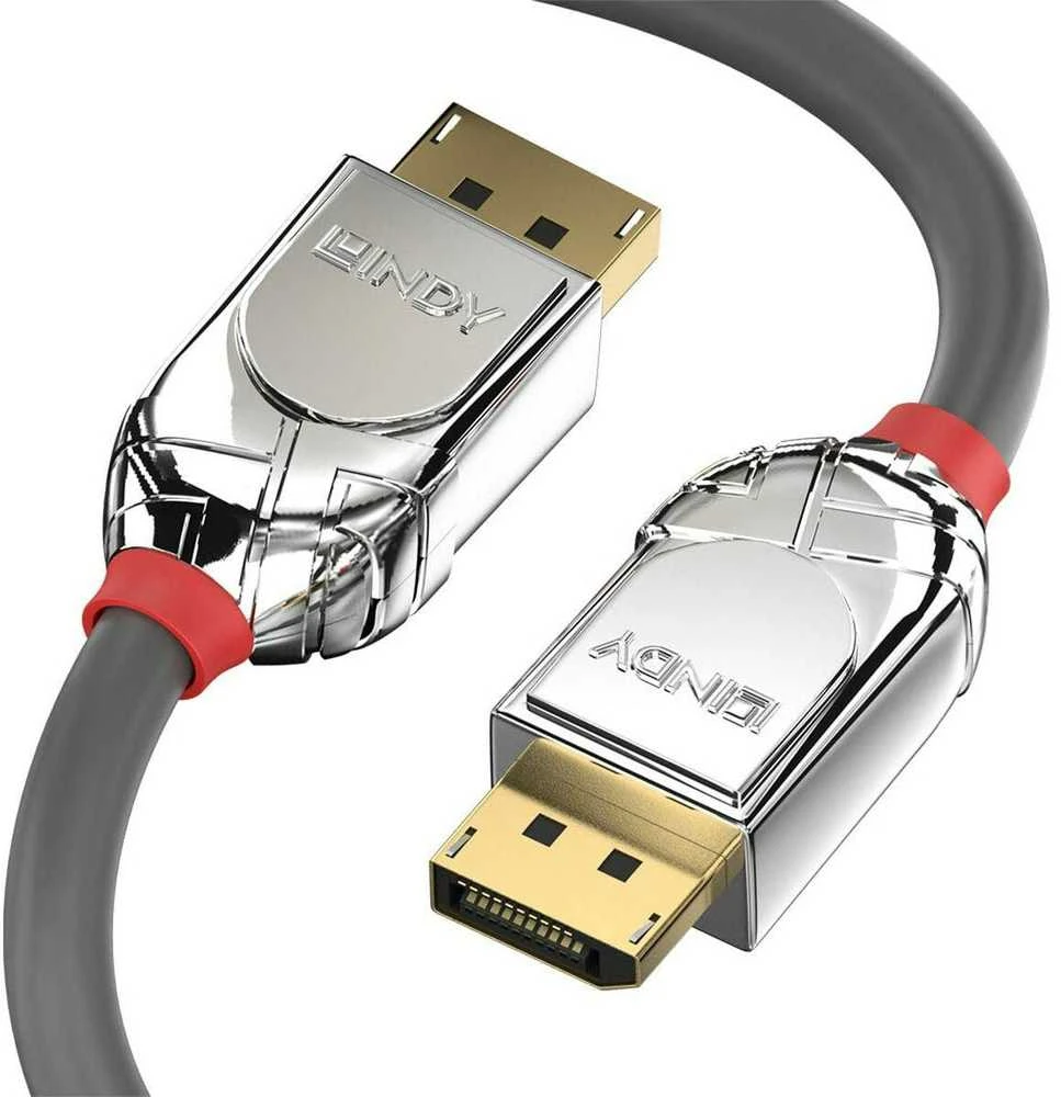 DisplayPort Kabelis - LINDY Cromo Line DisplayPort 1.4 Kabelis, 1 m, Pilkas