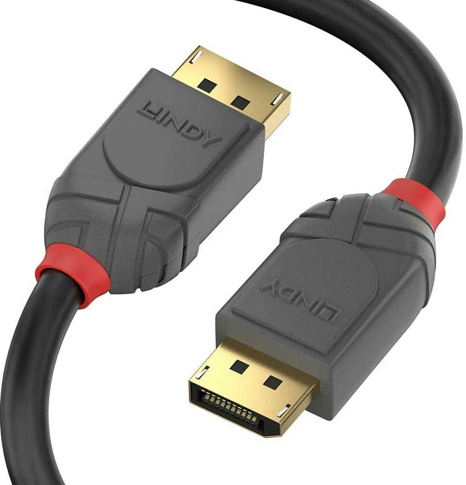 Lindy DisplayPort 1.4, Anthra Line 8K UHD M/M, juodas, 1m