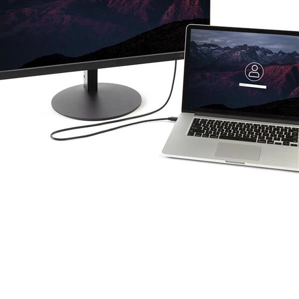 Mini DisplayPort į DisplayPort kabelis prijungtas prie įrenginių