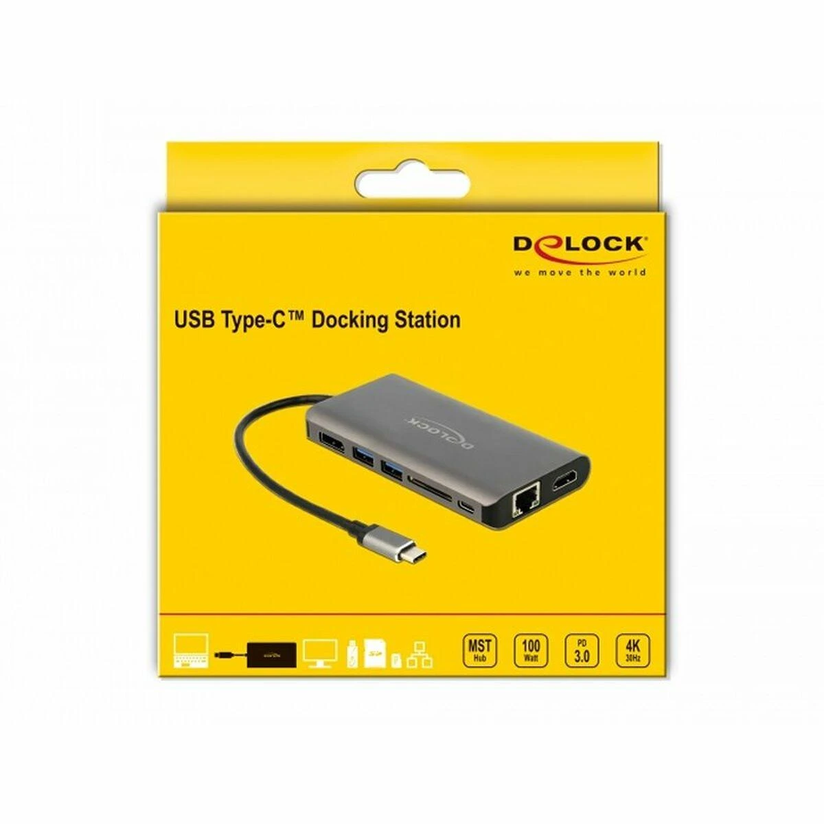 „Delock USB Type-C™“ prijungimo stotelė 4K – HDMI / DP / USB 3.0 / SD / LAN / PD 3.0